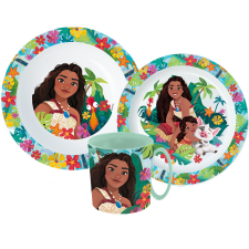 Disney Vaiana étkészlet, micro műanyag szett bögrével 350 ml babaétkészlet