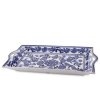  Díszes kék-fehér fogantyús szögletes kerámia tálca 3x40x23cm