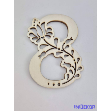 Díszes natúr lézervágott fa szám 6,5x5cm - 8 dekorációs kellék