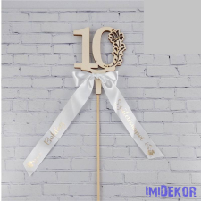  Díszes szám pálcán születésnapi szalaggal kb 9x37cm - 10 dekorációs kellék