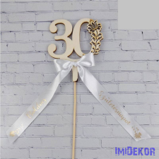  Díszes szám pálcán születésnapi szalaggal kb 9x37cm - 30 dekorációs kellék