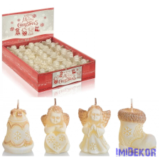 Díszgyertya figura díszdobozkában Karácsonyi Mix 5cm - Little Xmas dekorációs kellék