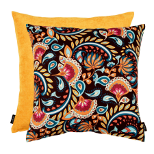 Díszpárna Paisley mintás sárga hátoldal 45 cm x 45 cm lakástextília