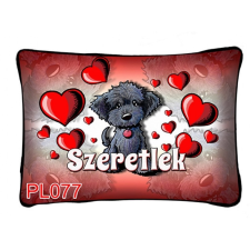  Díszpárna, szeretlek, szürke kutyus lakástextília