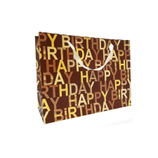 Dísztasak 36 x 27 cm "Happy Birthday design, barna" ajándéktasak