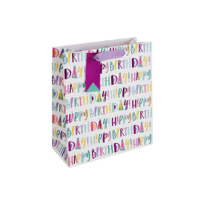  Dísztasak Clairefontaine/Eurowrap 21,5x25,3 cm fehér HBD feliratos ajándéktasak