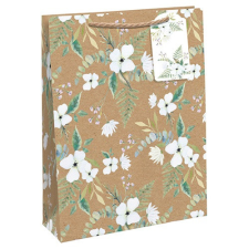 Dísztasak Clairefontaine/Eurowrap 26,5x33 cm kraft fehér virágos ajándéktasak