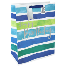  Dísztasak Clairefontaine/Eurowrap 33x45,5 cm csíkos HBD férfi ajándéktasak