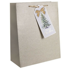 Dísztasak glitteres 31x42 cm arany kártyával ajándéktasak