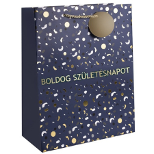  Dísztasak matt 11x14 cm kék/arany Boldog születésnapot felirattal ajándéktasak