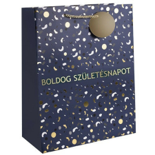 Dísztasak matt 11x14 cm kék/arany Boldog születésnapot felirattal ajándéktasak