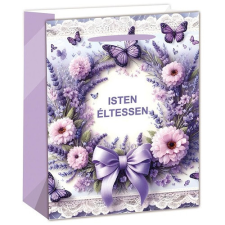  Dísztasak matt 18x23 cm levendulás Isten éltessen felirattal ajándéktasak