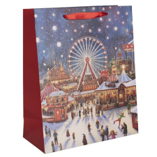  Dísztasak matt 26x32 cm karácsonyi vásár ajándéktasak