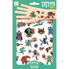 DJECO Tetováló matricák - Szupehősök - Heroes vs villains kreatív és készségfejlesztő