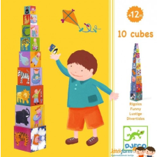DJECO Toronyépítő kocka - mulatságos - 10 funny blocks játszótér