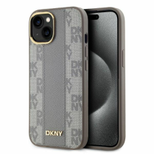DKNY DKHMP14SPCPVSLE Leather Checkered Mono Pattern MagSafe keménytok iPhone 14 - bézs tok és táska