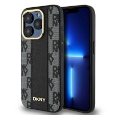 DKNY DKHMP15LPCPVSLK Leather Checkered Mono Pattern MagSafe-kompatibilis tok iPhone 15 Pro - fekete tok és táska