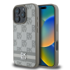 DKNY DKNY PU bőr Checkered Pattern and Stripe tok iPhone 16 Pro Max készülékhez bézs