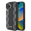 DKNY DKNY PU bőr kockás mintás Magsafe tok iPhone 16 Plus készülékhez fekete