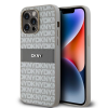 DKNY DKNY PU bőr Repeat Pattern Tonal Stripe tok iPhone 14 Pro készülékhez bézs