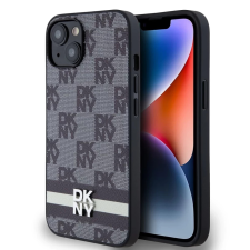 DKNY DKNY PU Leather Checkered Pattern and Stripe tok iPhone 13 készülékhez fekete tok és táska