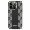 DKNY iPhone 13 / 13 Pro MagSafe Kockás keménykeretes bőr Telefon tok - Fekete (DKHMP13LPCPVSLK)