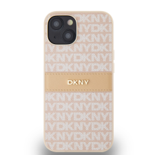 DKNY iPhone 14 Ismétlődő mintás PU Bőr Telefon tok - Pink (DKHCP14SPRTHSLP) tok és táska