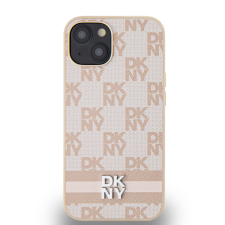 DKNY iPhone 14 kockás mintás csíkkal PU Bőr Telefon tok - Pink (DKHCP14SPCPTSSP) mobiltelefon kellék