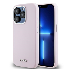 DKNY iPhone 14 Pro MagSafe Fém LOGO keménykeretes Szilikon Telefon tok - Pink (DKHMP14LSMCHLP) tok és táska