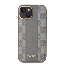 DKNY iPhone 15 MagSafe kockás mintás PU Bőr Telefon tok - Bézs (DKHMP15SPCPVSLE) tok és táska