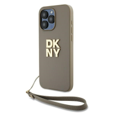 DKNY iPhone 15 Pro Max Csuklópántos PU Bőr Telefon tok - Bézs (DKHCP15XPBSWSE) mobiltelefon kellék