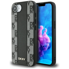 DKNY Leather Checkered Mono Pattern iPhone 16e MagSafe hátlap tok, fekete tok és táska