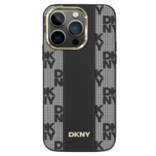 DKNY Leather Checkered Mono Pattern MagSafe-kompatibilis tok iPhone 14 Pro Max - fekete tok és táska