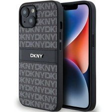 DKNY Leather Mono Stripe & Metal Logo tok iPhone 14 / 15 / 13 - fekete tok és táska