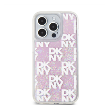 DKNY Liquid Glitter Checkered Pattern iPhone 15 Pro hátlap tok, rózsaszín tok és táska