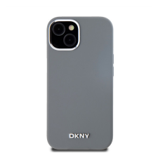DKNY Liquid Silicone Silver Metal Logo Magsafe iPhone 15 hátlap tok, szürke (DKHMP15SSMCHLG) tok és táska