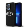 DKNY Liquid Silicone White Printed Logo Apple iPhone 13 Pro / 13 Magsafe hátlap tok, fekete, DKHMP13LSNYACH