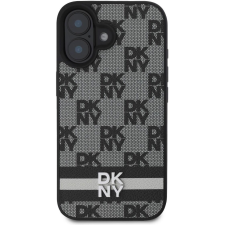 DKNY PU Leather Checkered Pattern and Stripe iPhone 16 Black tok (DKHCP16SPCPTSSK) tok és táska