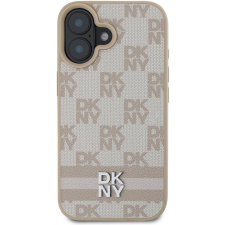 DKNY PU Leather Checkered Pattern and Stripe iPhone 16 Pink tok (DKHCP16SPCPTSSP) tok és táska