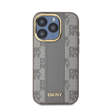 DKNY PU Leather Checkered Pattern iPhone 15 Pro Max MagSafe tok, bézs tok és táska