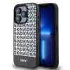 DKNY PU Leather Repeat Pattern Bottom Stripe Apple iPhone 14 Pro Max Magsafe kompatibilis hátlap tok, fekete