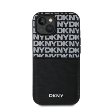 DKNY PU Leather Repeat Pattern iPhone 15 tok kártyatartóval, fekete tok és táska
