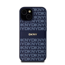 DKNY PU Leather Repeat Pattern Tonal Stripe Apple iPhone 15 hátlap tok, kék tok és táska