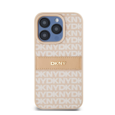 DKNY PU Leather Repeat Pattern Tonal Stripe iPhone 14 Pro hátlap tok, rózsaszín tok és táska