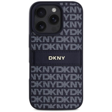 DKNY PU Leather Repeat Pattern Tonal Stripe iPhone 16 Pro Max Blue tok tok és táska