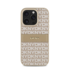 DKNY PU Leather Repeat Pattern Tonal Stripe iPhone 16 Pro tok, rózsaszín tok és táska