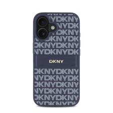DKNY PU Leather Repeat Pattern Tonal Stripe iPhone 16 tok, kék tok és táska