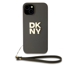 DKNY PU Leather Stack Logo csuklópántos tok iPhone 13 készülékhez barna (900944) tok és táska