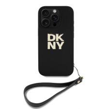 DKNY PU Leather Stack Logo csuklópántos tok iPhone 16 Pro készülékhez fekete (901198) tok és táska