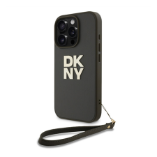 DKNY PU Leather Stack Logo iPhone 16 Pro tok csuklópánttal, zöld tok és táska